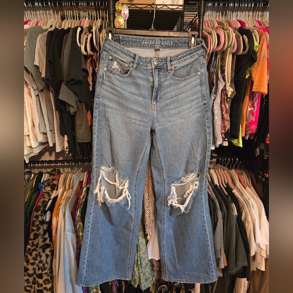 American Eagle Outfitters Women's Light Blue Flare Jeans